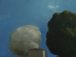 Mrak, strom, dům, 2013, 35x40 cm, olej na plátně*